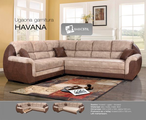 HAVANA UGAONA GARNITURA  RAZVLAČENJE -- FIKSNA
